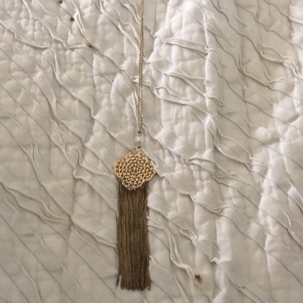 Long gold necklace
